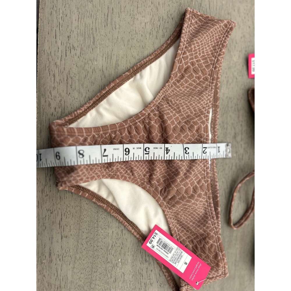 Xhilaration Snakeskin Bikini Set Mushroom Brown Y2K Animal Print NWT M/S - Picture 3 of 9